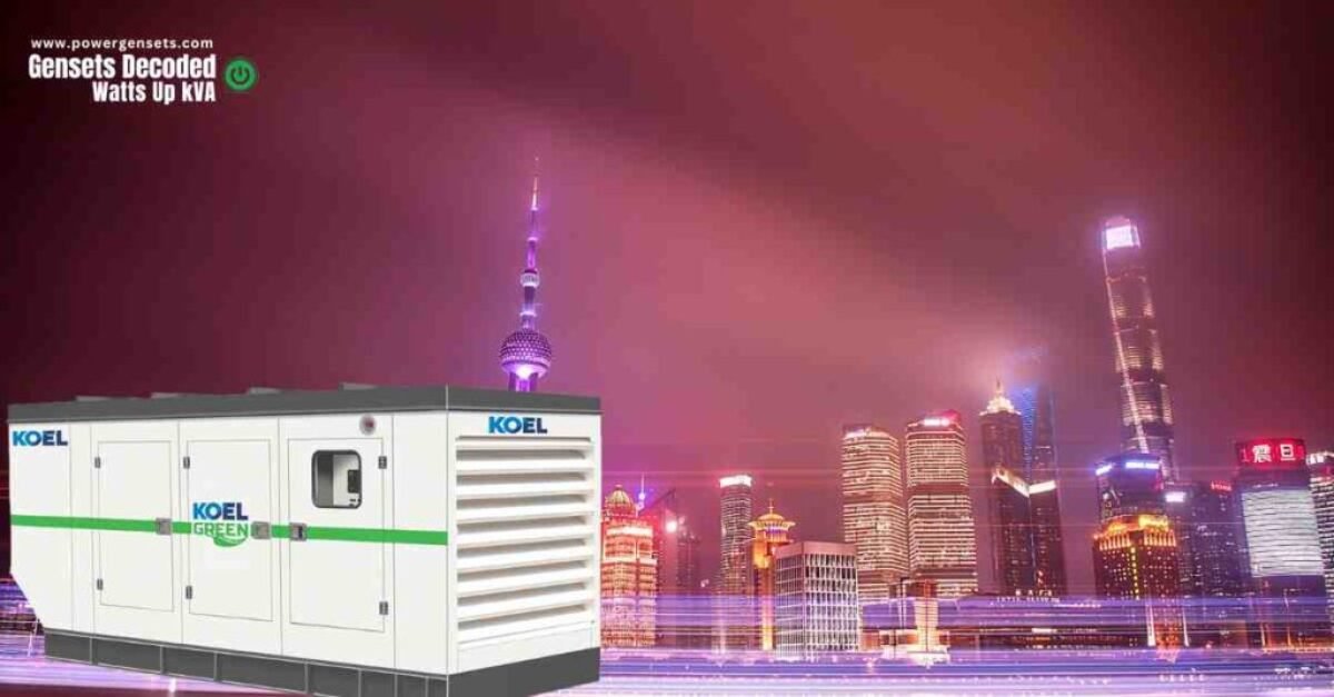 A Kirloskar Genset with City of lights in background