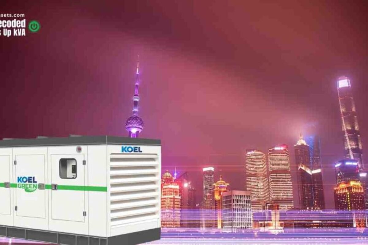 A Kirloskar Genset with City of lights in background